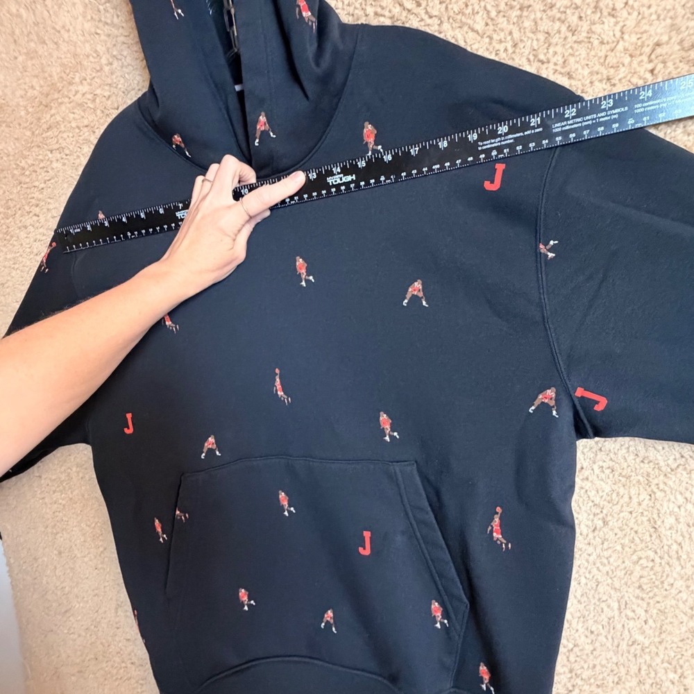 Jordan Essentials Holiday Jumpman Hoodie Men’s L Black All Over Print Fleece - Picture 16 of 16
